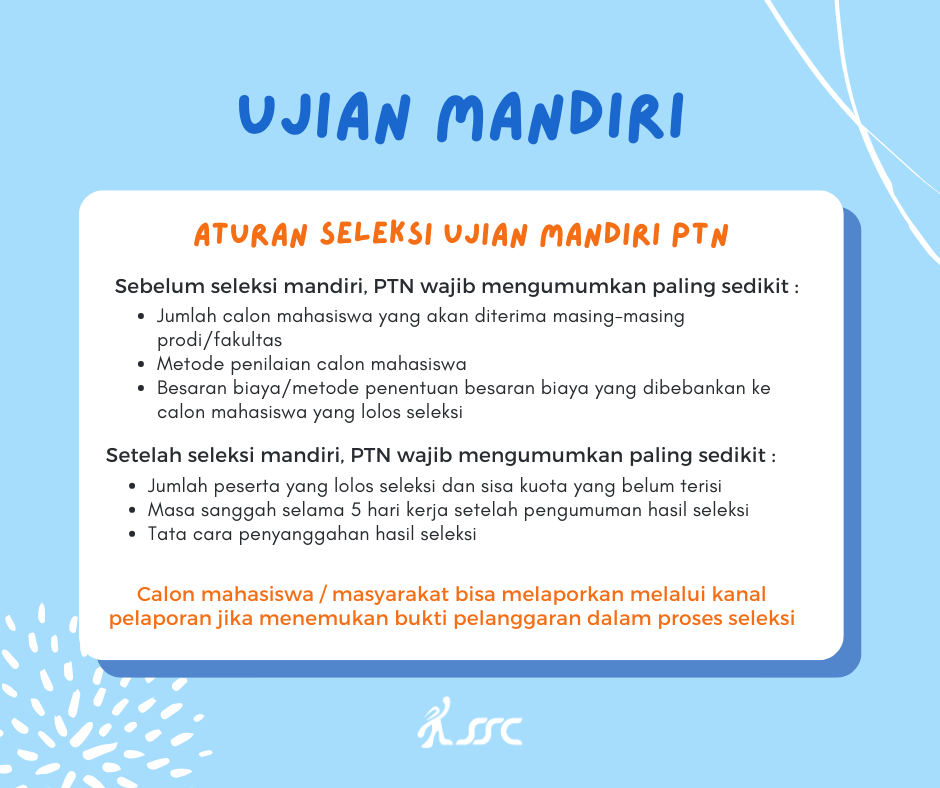 Aturan ujian mandiri 2023